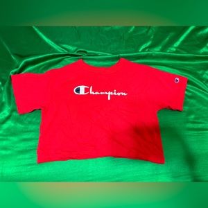 Red Cropped Champion Tee Size S